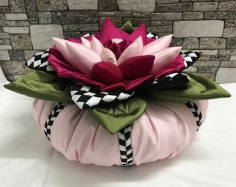 Pink Sunflower Round Pillow - Stranger Things Home Decor - Boho Retro Flower Gift - Plush Silk Fabric - 16 Inch Diameter