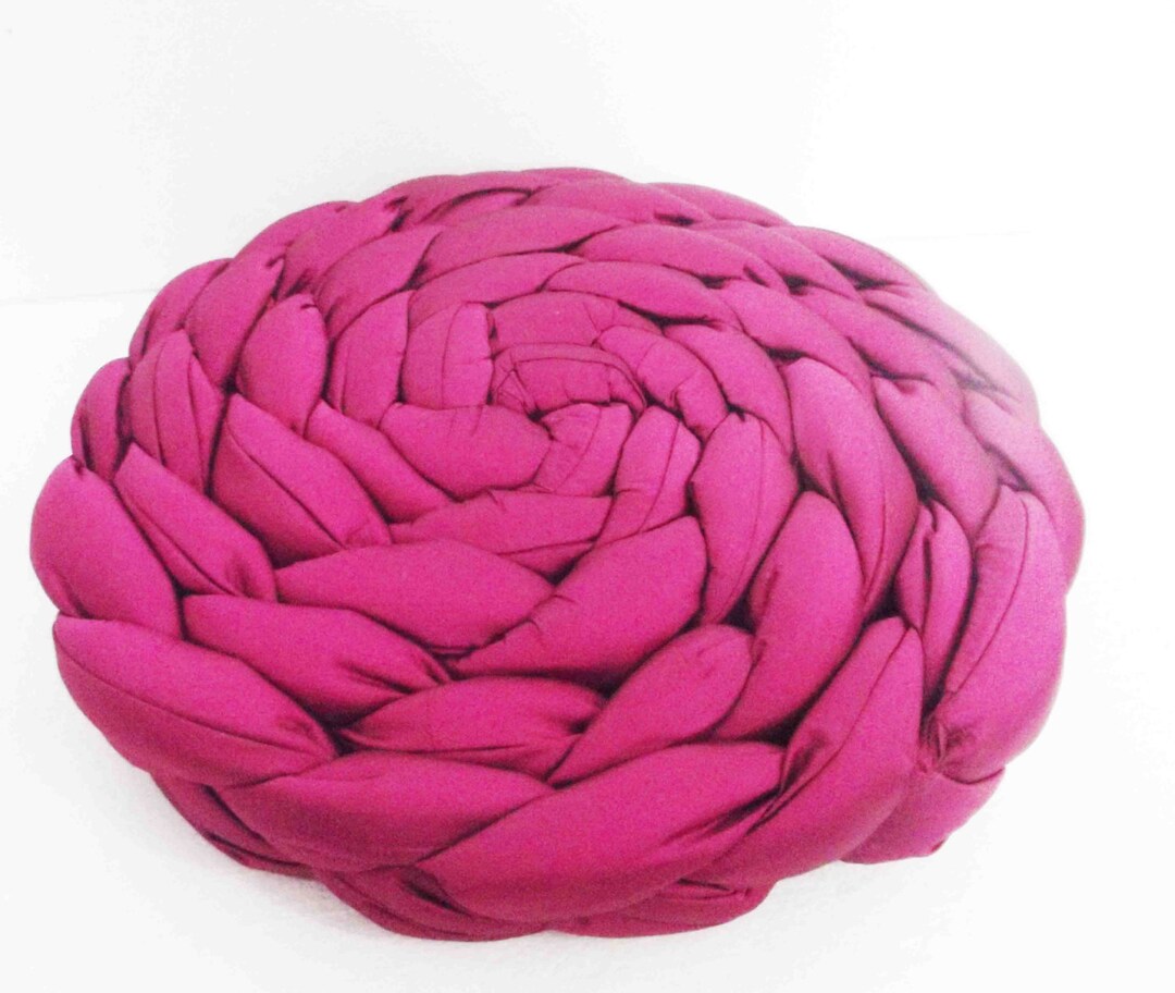 Pink Pillow/braided/round Pillow/pouf/floor Pillow/textured Throw