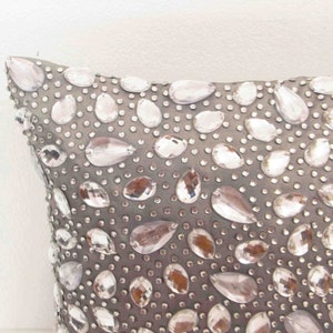 crystal pillow swarovski crystal sparkle grey pillow mom gifthousewarming handmade cushion in size 16x16inches image 5