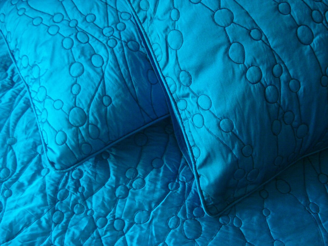Cotton Bedspread Blue Teal Pebbles King Quilted Bedspread ,bedding