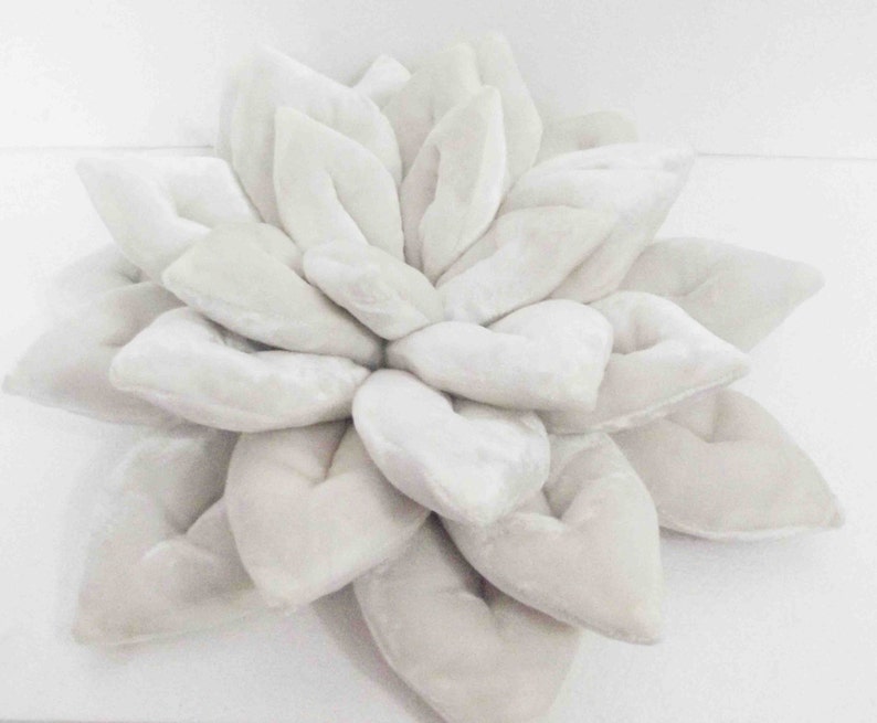 white pillow-velvet pillow-lotus flower-shaped pillow-16 inches-gifts-buddha-designer pillow-luxury pillow-yoga studio decor-unique gift image 2