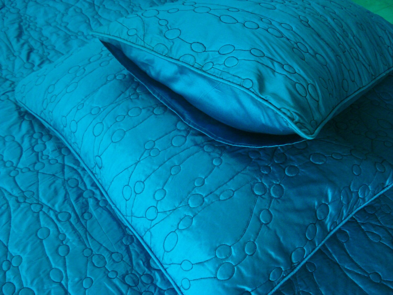 Cotton Bedspread Blue Teal Pebbles King Quilted Bedspread Etsy Australia