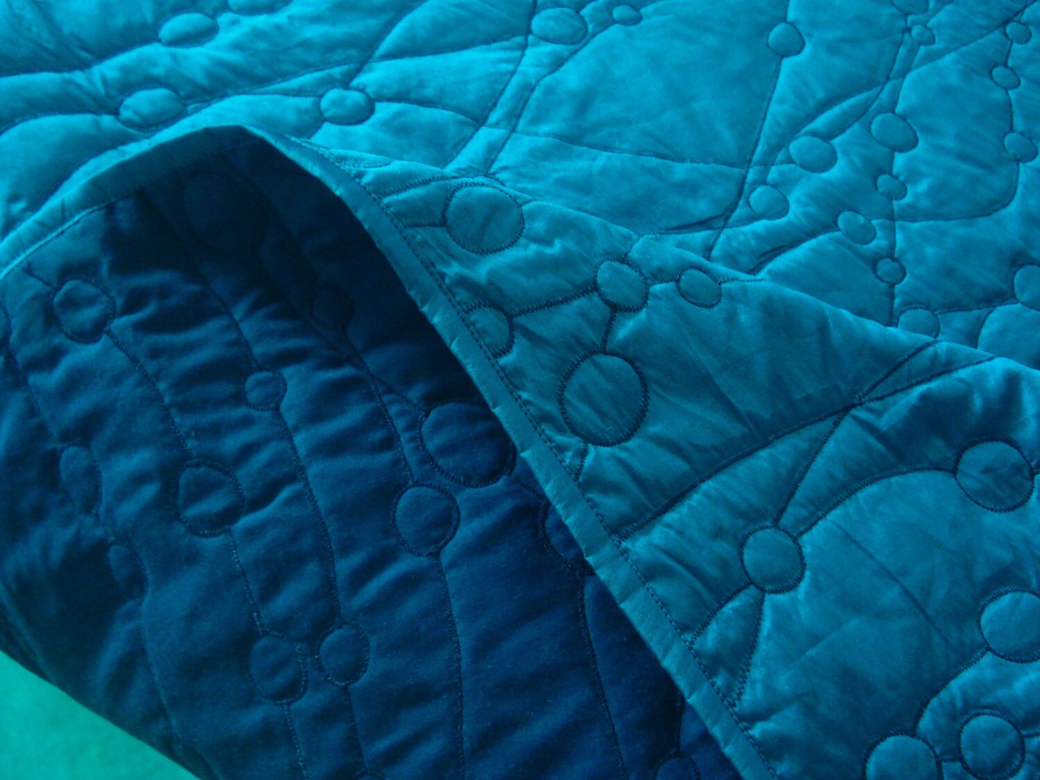 Cotton Bedspread Blue Teal Pebbles King Quilted Bedspread Etsy Australia