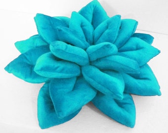 Blue Velvet Lotus Pillow - Decorative Gift for Her, Wife, or Woman - Sofa or Home Decor - Birthday or Anniversary Gift Idea