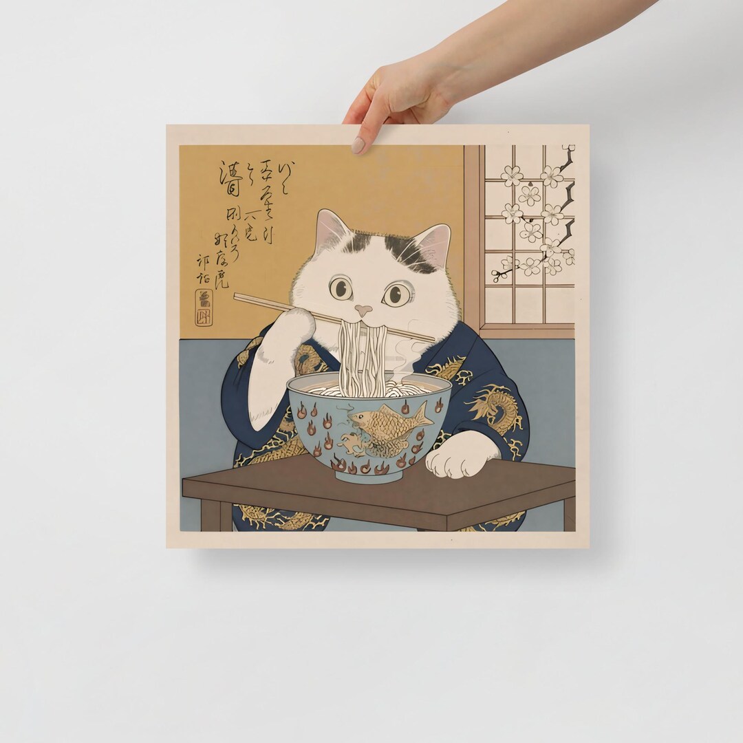 Japanese Cat Print - Woodblock Art - Traditional Asian Style Wall Decor ...