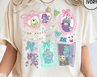 Retro Coquette bow Monster Inc. Disney Shirt, Sully Mike Boo Monster University shirt, WDW Disneyland Girls Trip Croptop Birthday Girl