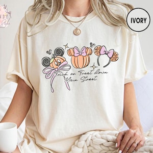 Coquette Bow Disney Castle Halloween Shirt, Vintage Mickey Halloween Shirt, Trick or Treat Down Main Street Shirt, Disney Halloween 2025 Tee