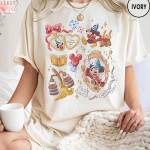 Walt Disney Fantasia Mickey Coquette T-Shirt, Fantasmic Shirt, Disneyland Family Matching, WDW Tee, Mickey Sorcerer, Disney Castle