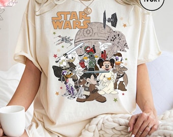 Mickey Star Wars Shirt, Disney Characters in Star Wars Costumes Tee, Funny Crossover Shirt, Star Wars Disney Tee, Galaxy Battle Shirt