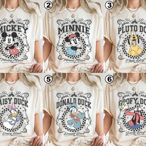 Vintage Disney Character Shirt Set, Mickey Minnie Donald Daisy Goofy Pluto Tee, Retro Cartoon Friends Matching Family Outfits