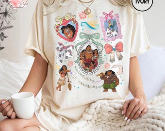 Camiseta retro de Disney Moana con lazos, camiseta de Maui Moana Hei Hei y Pua, camiseta familiar Disney, camiseta de niña Disney, regalo divertido de princesa