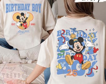 Magliette di compleanno personalizzate con i nomi di Topolino e Minnie Disney, maglietta retrò per compleanno per bambino e bambina, maglietta per festa di compleanno, viaggio in famiglia Disney