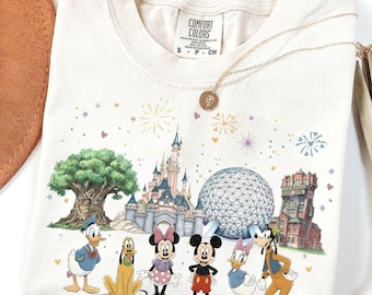 Retro Mickey And Friends Four Parks Shirt, Disneyworld Trip Shirt, Family Matching Shirt, Magic Kingdom Shirt, Epcot Park