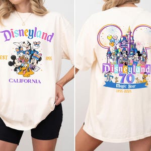 Mickey & friends Disneyland castle Platinum Celebration 1955-2025 Shirt, 70 Years Of Magic Shirt, 2 Sided Disneyland 70th Anniversary Shirt