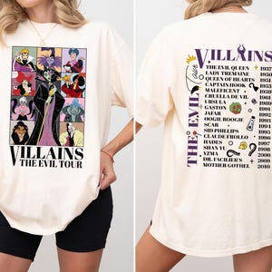 Vintage Two-sided Disney Villains Evil Tour Comfort Colors Shirt, Disney Evil Friends 2025 Matching, Bad Witch Disney Shirt, Evil Queen Tee