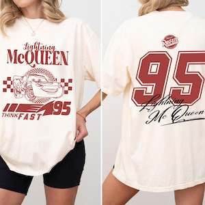 Dwustronna koszula Comfort Colors Vintage Lightning McQueen, koszulka Radiator Springs, koszulka Rusteze Cars, odzież Disney Family Vacation Apparel