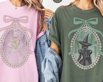 Wicked Best Friend Matching Shirts, Glinda and Elphaba Coquette Bow Tee, Wizard Musical Aesthetic T-Shirt, Witch Princess Sweatshirt