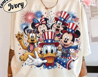 Comfort Colors® Disney Mickey and Friends 4th July 2026 Shirt, Disney 4th of July Tee, Disney Independence Day Shirt, Disney USA 250th Shirt