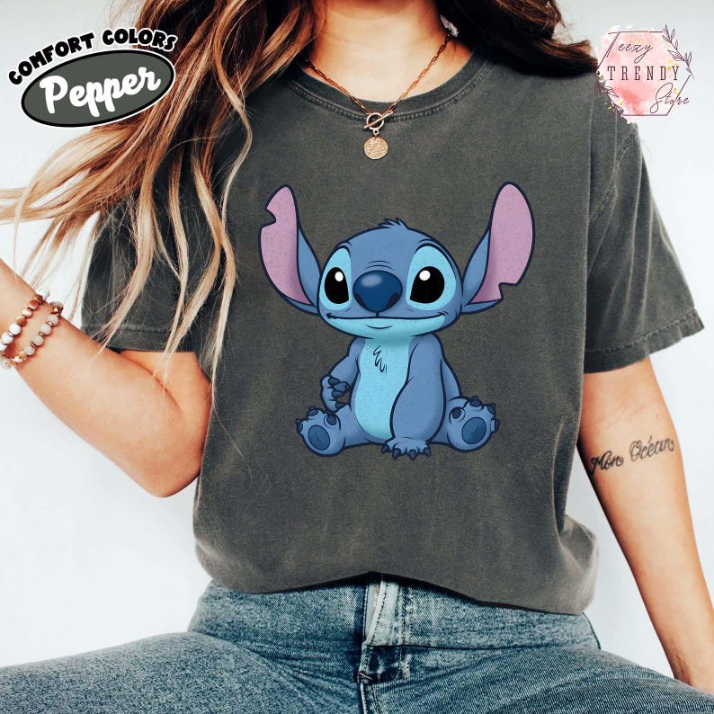 Retro Comfort Color Disney Stitch Shirt, Lilo & Stitch Movie Comfort Shirt, Magic Kingdom Tee, Disney Birthday Boy Girl Gift, WDW Tee Pepper/Dark Heather