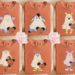 Halloween Winnie the Pooh Shirt, Geister Kostüm Freunde T-Shirt, passende Disney Halloween Shirts, Süßes oder Saures Gruppenkostüm Shirt