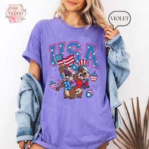 Chip And Dale Shirt, Disney 4th Of July Tee, Patriotic Cartoon Top, Independence Day Outfit, Matching Family Look