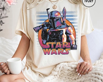 Camiseta grunge de Boba Fett de Star Wars: El Imperio Contraataca, camiseta vintage de Boba, camiseta gráfica retro de Star Wars, GIF para fans de Star Wars.