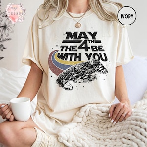 Retro Star Wars May The 4th Be With You 2025 Lightsabers Shirt, Galaxy&#39;s Edge May the Force be with you, Disneyworld Shirt, Disney Trip Tee