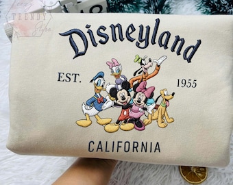 Camiseta bordada de Disneyland 2026, sudadera bordada de Mickey y sus amigos de Disneyland, camiseta de viaje familiar de Disney 2026, camiseta bordada de regalo