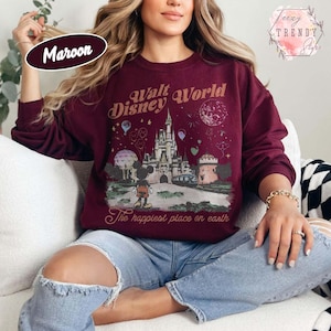 Retro Walt Disneyworld Shirt, Mickey And Friends Shirt, Disney 2026 Trip, Vintage Disneyworld Shirt, Disney Family 2026 Tee Maroon