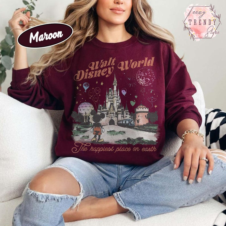 Retro Walt Disneyworld Shirt, Mickey And Friends Shirt, Disney 2026 Trip, Vintage Disneyworld Shirt, Disney Family 2026 Tee Maroon