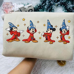 Embroidered Walt Disney Fantasia Mickey Watercolor Shirt, Fantasia Mickey Sweatshirt, Mickey Sorcerer Tee, Disneyland Family Matching Shirt