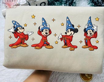 Camisa bordada de acuarela de Mickey Fantasía de Walt Disney, sudadera de Mickey Fantasía, camiseta de Mickey Hechicero, camisa a juego familiar de Disneyland