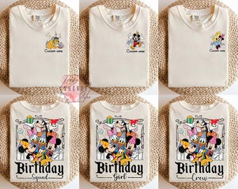 Camiseta de cumpleaños personalizada de Disney Mickey y sus amigos, camiseta de cumpleaños de Disney para niño/niña, camisetas de Disney Birthday Squad, camiseta de viaje de cumpleaños de Mickey