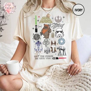 Retro Disney Star Wars May The Force Be With You T-shirt, Star Wars Characters Tee, Disney Family Matching shirts, Galaxy Edge&#39;s Trip Tshirt