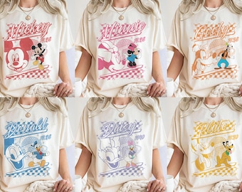 Retro Mickey Minnie Shirts, Retro Disney Trip Shirt, Retro Mickey and Friends Shirt, Checkered Mickey Shirt, Disney Family Vacation Shirt