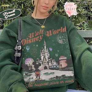 Retro Walt Disneyworld Shirt, Mickey And Friends Shirt, Disney 2026 Trip, Vintage Disneyworld Shirt, Disney Family 2026 Tee Forest Green
