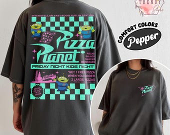 Retro Pizza Planet Disney-tröja, Toy Story Alien-tröja, vintage Pixar-grafiktröja, rolig pizzatröja, matchande Disney-tröja för familjen