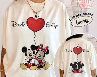 Camiseta Disney personalizada para pareja en colores cómodos, camiseta Disney para San Valentín, camiseta Disney personalizada a juego, regalo de Mickey y Minnie para pareja.