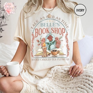 Vintage Belle's Book Shop Shirt, Tale As Old As Time Tee, Beauty and the Beast Candle Book Tea Shirt, Book Lover Gift, Cozy Reading Shirt