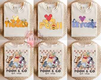 Camiseta vintage de Winnie the Pooh, camiseta familiar a juego de Pooh y sus amigos, viaje familiar de Disney Tigger, Eeyore, Piglet, Disneyland, camiseta de Magic Kingdom