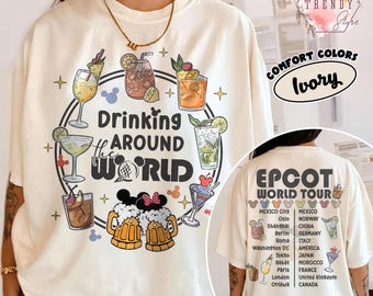 Camiseta Disney Epcot World Tour 2025, camiseta Mickey Drink Around The World, camiseta de viaje familiar a Disneyland, camiseta de viajero de Disneyworld