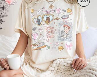 Watercolor Coquette Disney Pixar Ratatouille T-shirt, Remy Little Chef Remy Tee, Paris France Gusteau's, Linguini Emile Tee, Anyone Can Cook