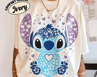 Komfortfärger Disney Stitch-skjorta, Retro Stitch-tröja, Disney söt Stitch-tröja, Disney rutig Stitch-tröja, Disney Stitch-present