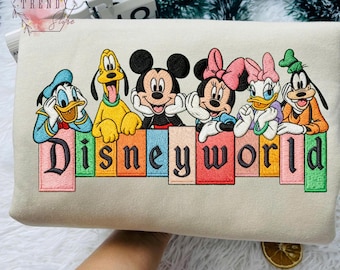 Embroidered  Disneyword  Mickey and Friends Shirt, Mickey and Minnie Sweatshirt, Disneyword Family Matching Shirt, Magic Kingdom Tee