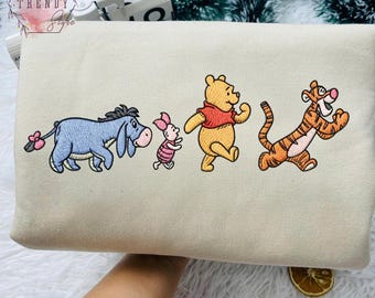 Embroidered Winnie the Pooh Shirt, Pooh and Friends Embroidery Tee, Comfort Colors Disney Shirt, Cute Disney Trip Family Tee