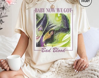 Camiseta de Maléfica con Sangre Malvada, Camiseta de Villano de Disney, Camiseta Retro de Reina Malvada, Camiseta de Cultura Pop de Disney, Camiseta Estética de Chica Mala, Viaje de Halloween