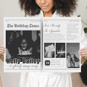 Canva Birthday Newspaper, Newspaper Birthday Template, Birthday Newspaper, Large Newspaper, News, Bday Party Newspaper, Newspaper Photoshoot