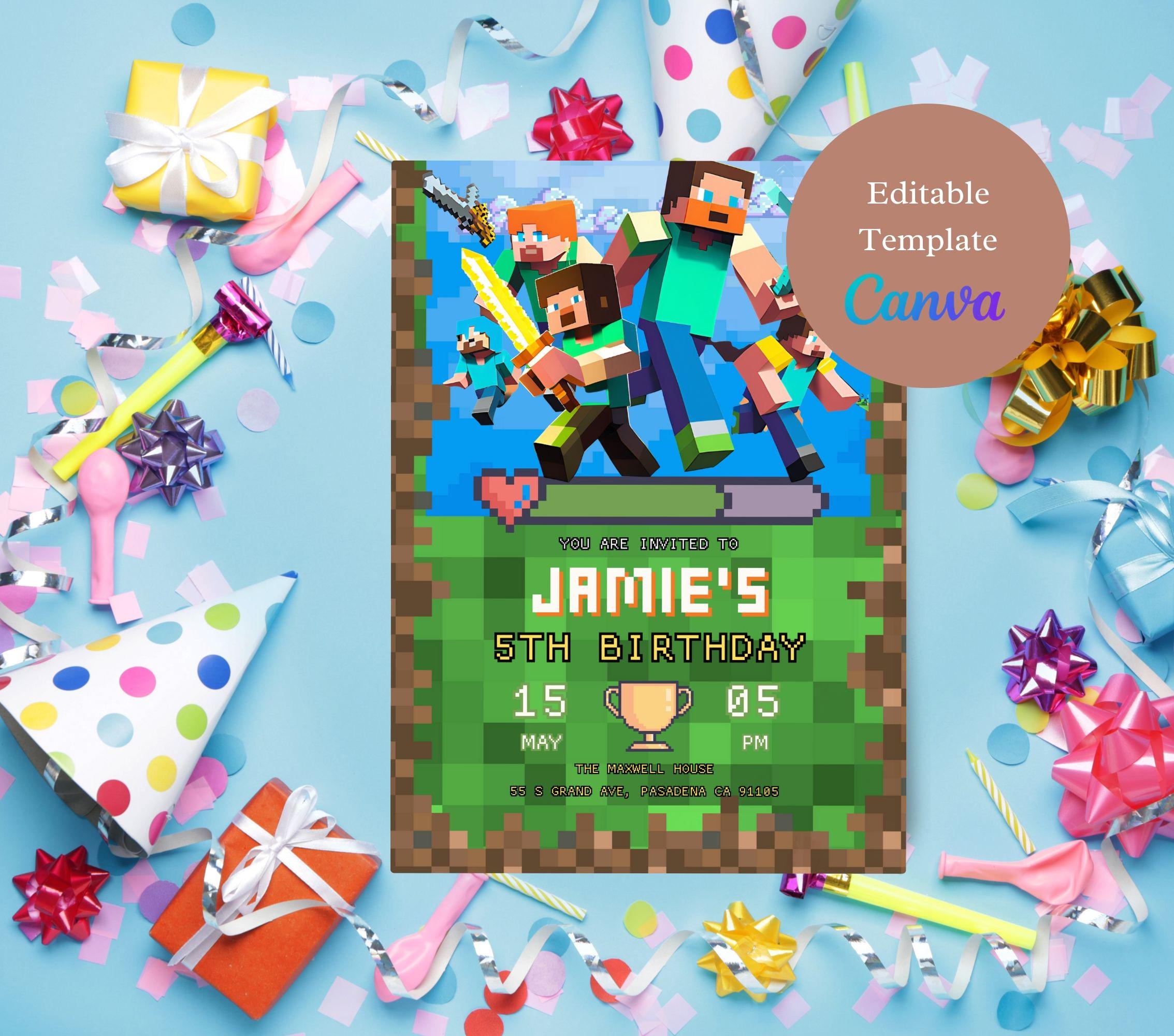 Minecraft Gamer Party Invite