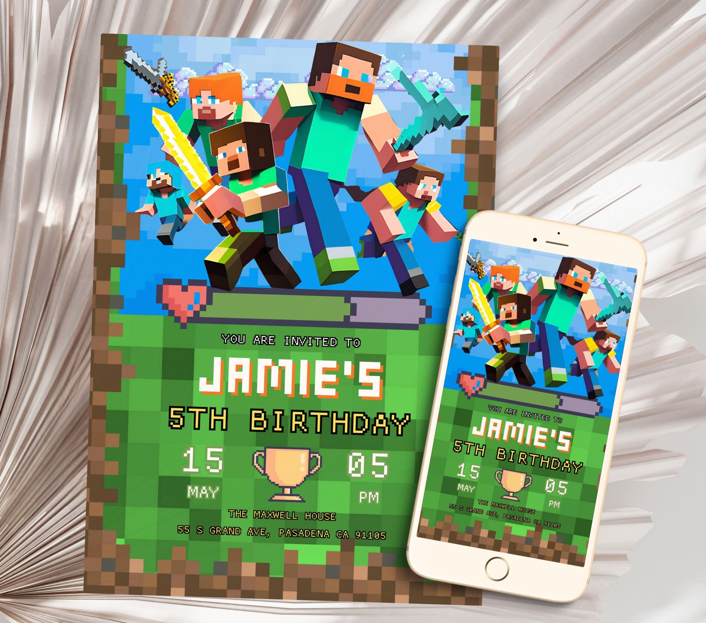 Minecraft Gamer Party Invite