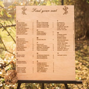 Wooden Wedding Seating Chart Sign, Find Your Seat Sign, Table Seating Chart, Wedding Signage & Decor, Custom Wedding Seating Plan.